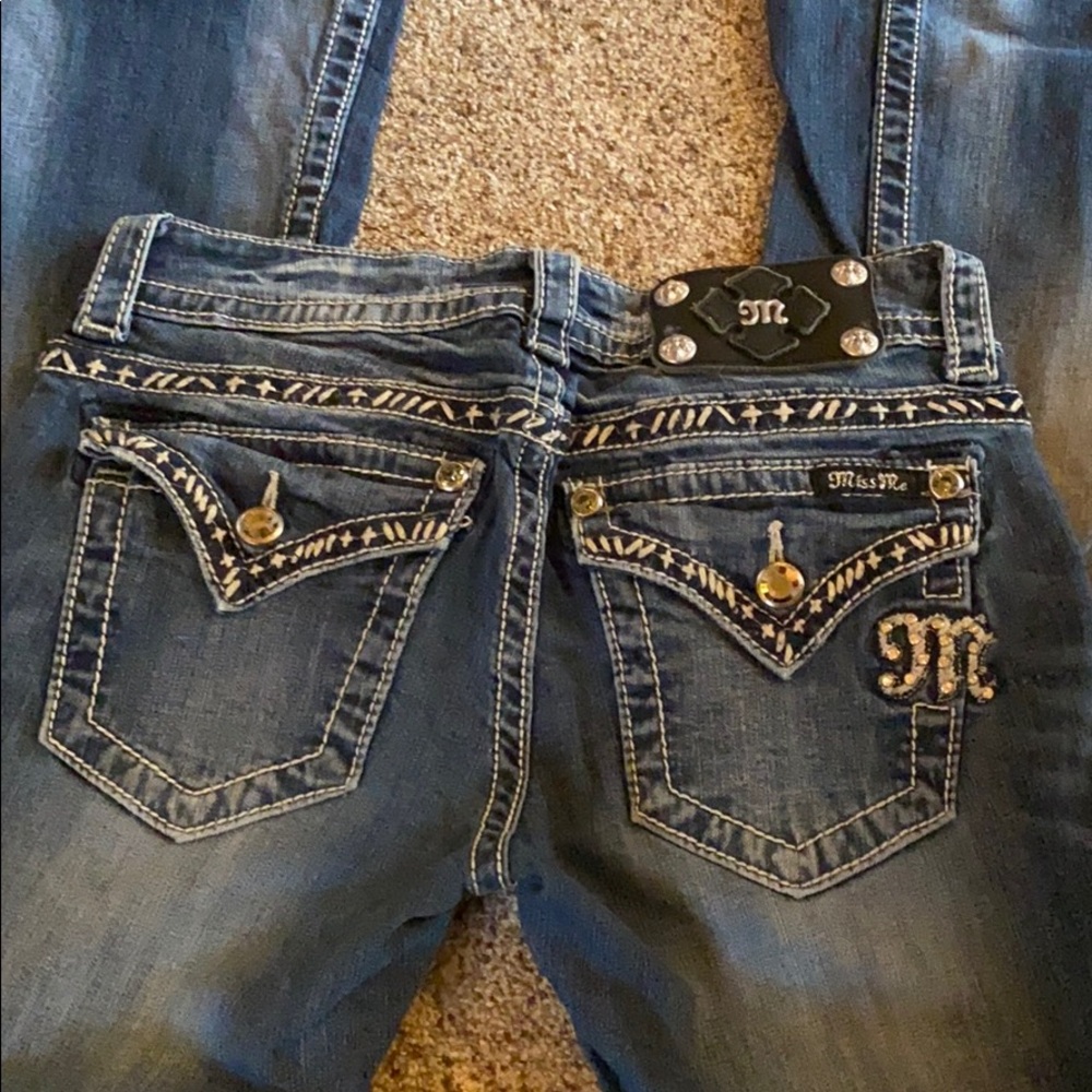 Miss Me rhinestone accent boot cut jeans